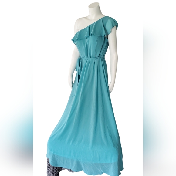 LEVKOFF Aqua Blue One Shoulder Floor-Length Bridesmaid/Prom Dress. Size … - Picture 6 of 14